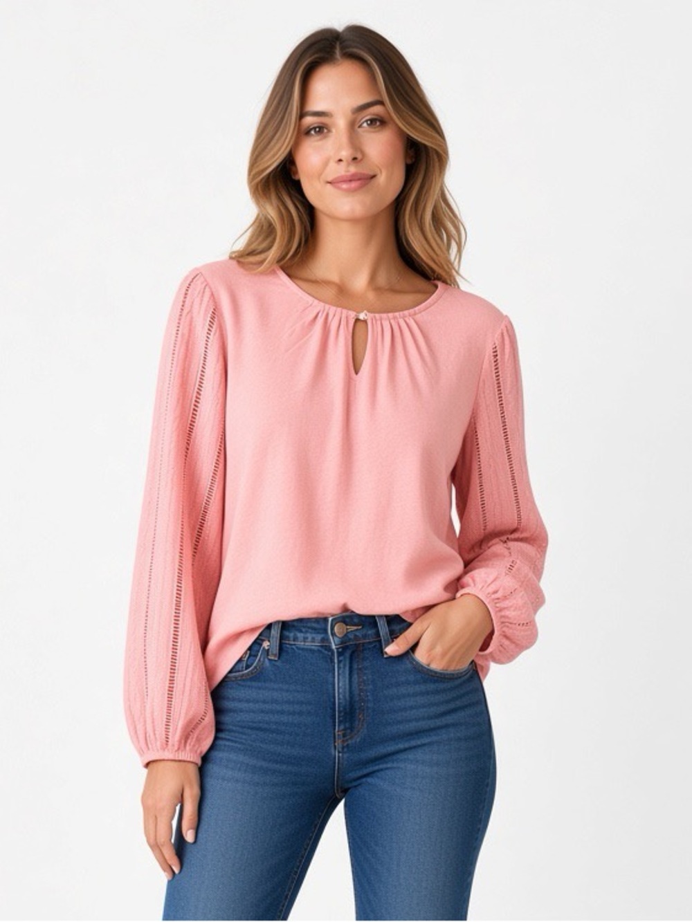 Boden Cotton Soft Pink Long Sleeve Blouse. Size 10.